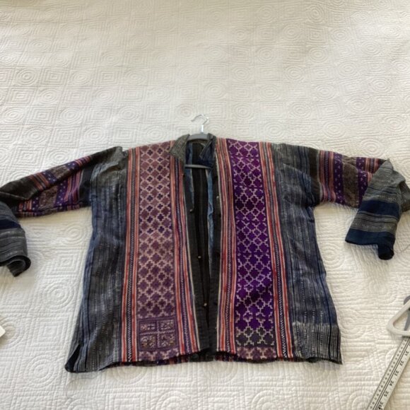 Vintage Embroidered Jacket from Thailand Handmade Primitive Patchworks Size L - Picture 3 of 14